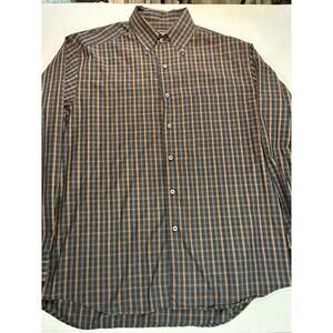 Ermenegildo Zegna Casual Button Down Shirt Black Plaid Premium Cotton Size XL